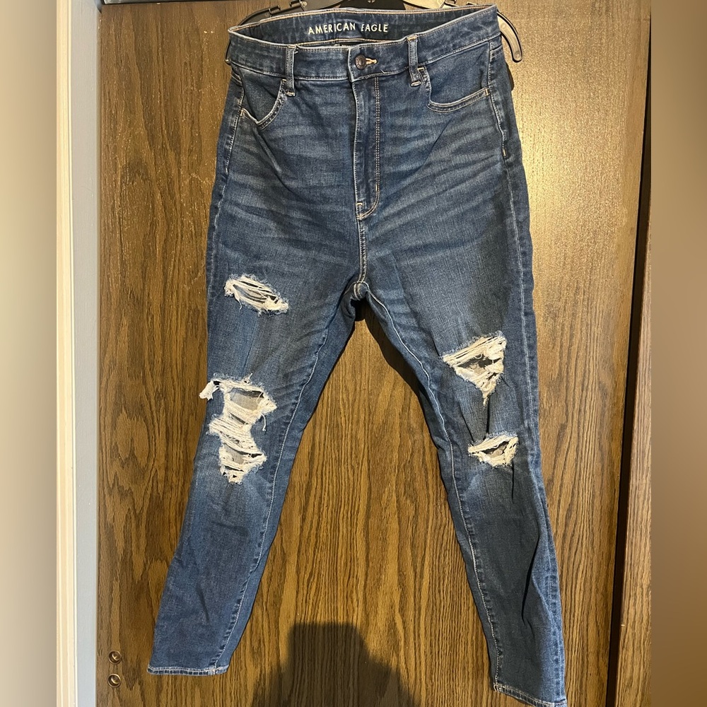 American Eagle Outfitters High Rise Ripped Denim Jeans